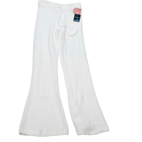 Forever 21 Lounge Pants White Women Medium Flared Leg Rosette Pantelle New - Picture 1 of 7